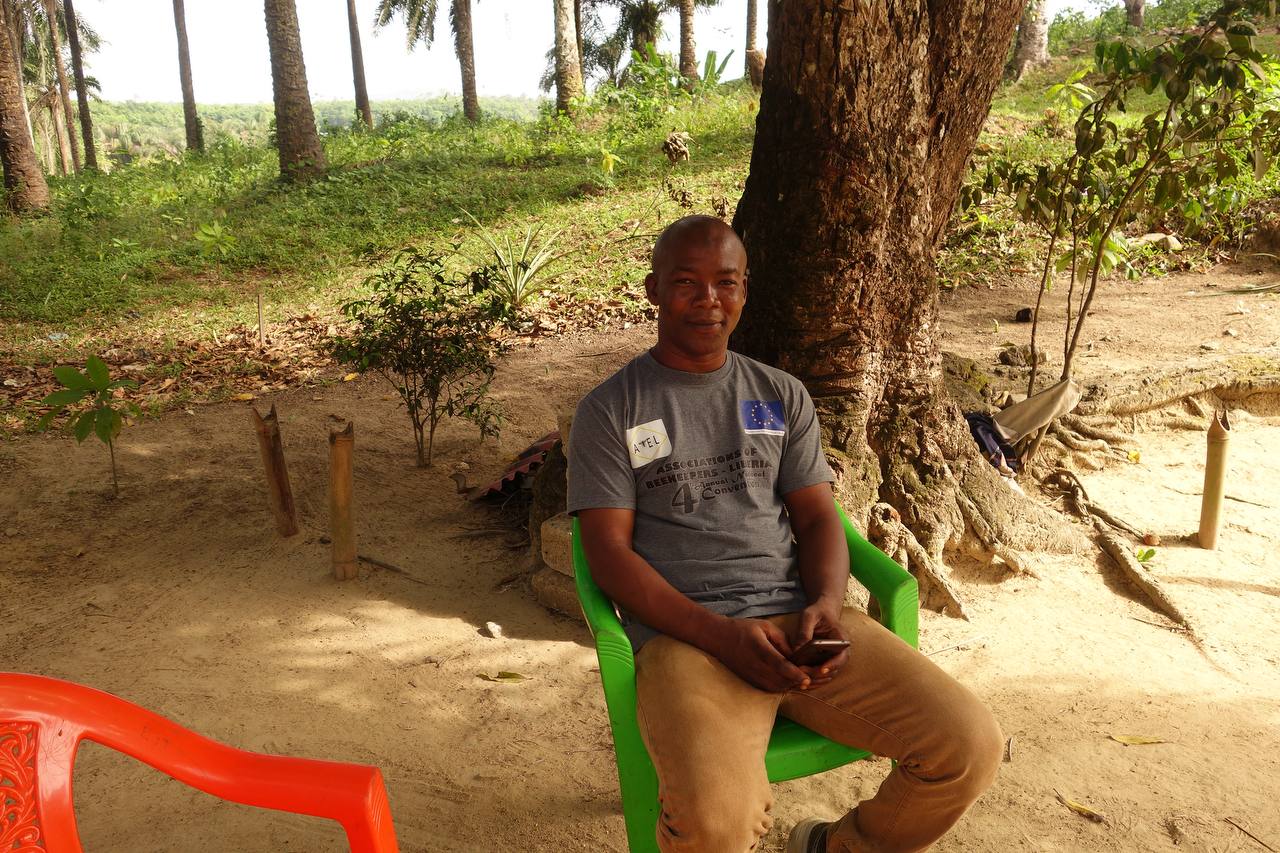 Abu relaxing in the shade at Etta's farm